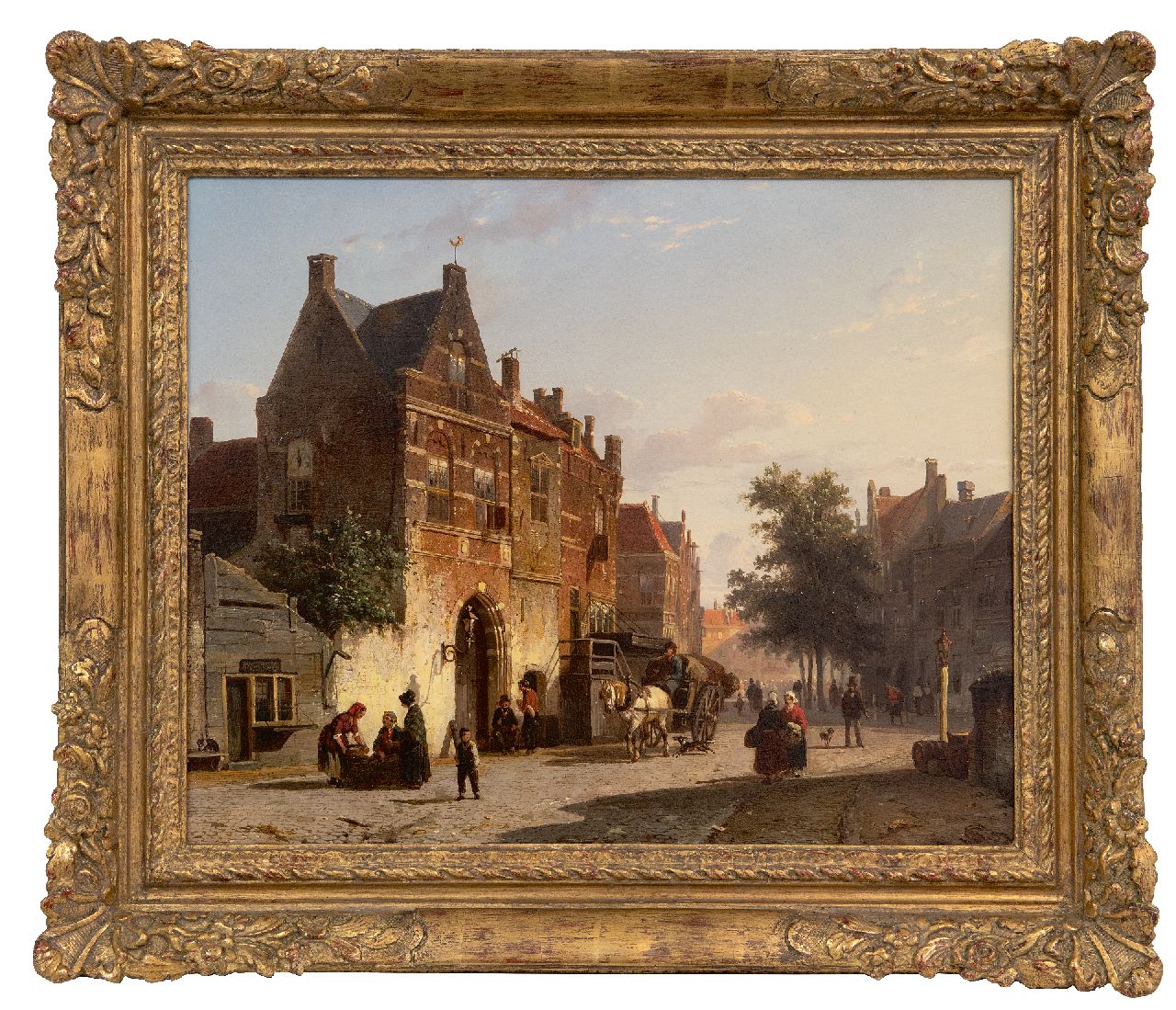 Springer C. | Cornelis Springer, Hollands stadsgezicht met marktplein, olieverf op paneel 34,2 x 42,3 cm, gesigneerd rechtsonder en gedateerd '52 Springer C. | Cornelis Springer, Hollands stadsgezicht met marktplein, olieverf op paneel 34,2 x 42,3 cm, gesigneerd rechtsonder en gedateerd '52