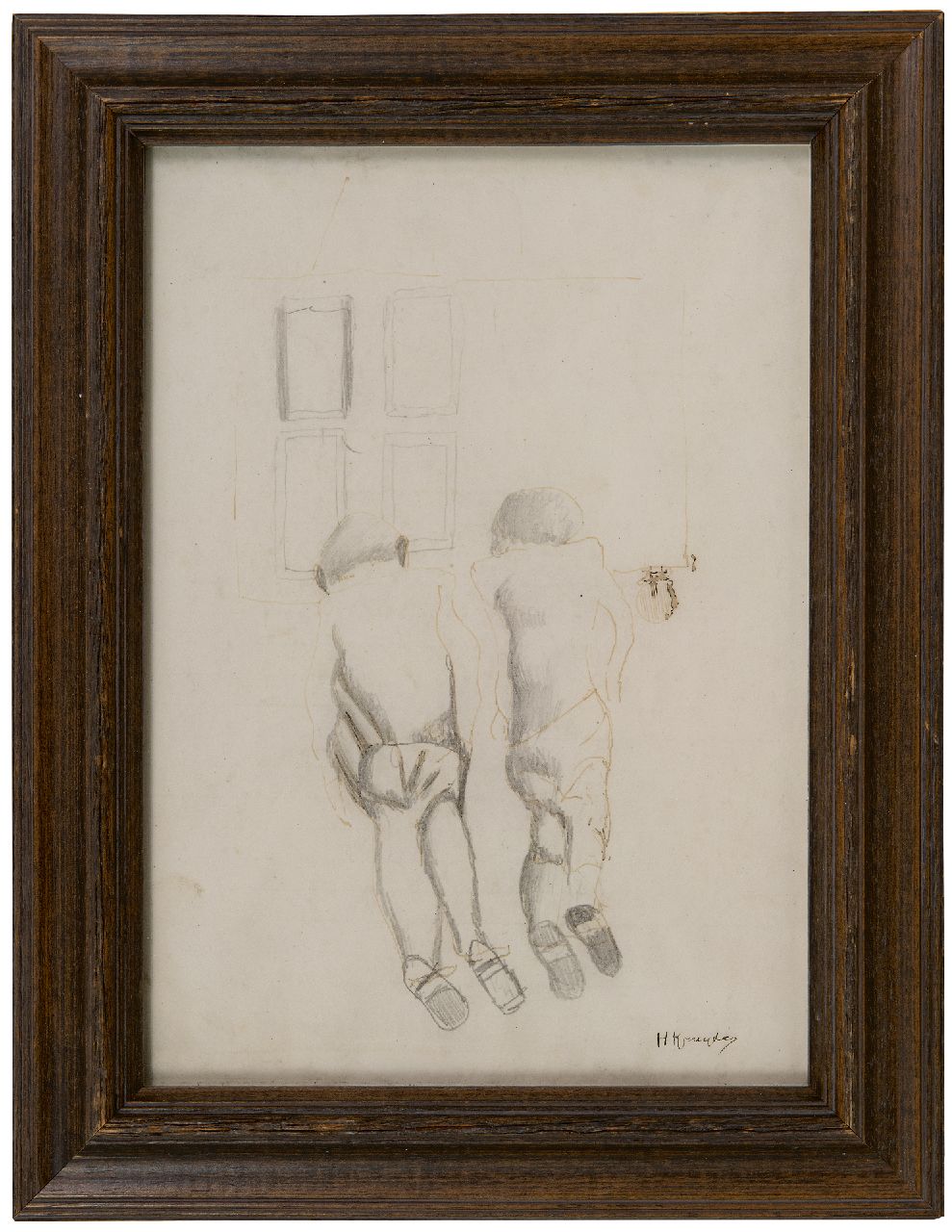Kruyder H.J. | 'Herman' Justus Kruyder | Aquarellen en tekeningen te koop aangeboden | Twee figuren, gemengde techniek op papier 24,4 x 18,0 cm, gesigneerd rechtsonder Kruyder H.J. | 'Herman' Justus Kruyder | Aquarellen en tekeningen te koop aangeboden | Twee figuren, gemengde techniek op papier 24,4 x 18,0 cm, gesigneerd rechtsonder