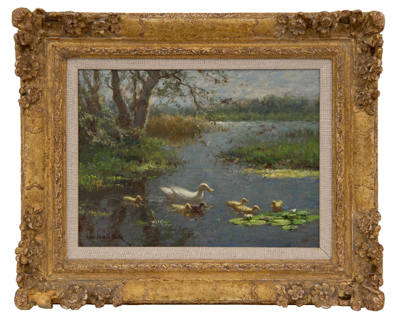 Artz C.D.L. | 'Constant' David Ludovic Artz, Eendenfamilie in het water, olieverf op paneel 18,2 x 24,1 cm, gesigneerd linksonder Artz C.D.L. | 'Constant' David Ludovic Artz, Eendenfamilie in het water, olieverf op paneel 18,2 x 24,1 cm, gesigneerd linksonder