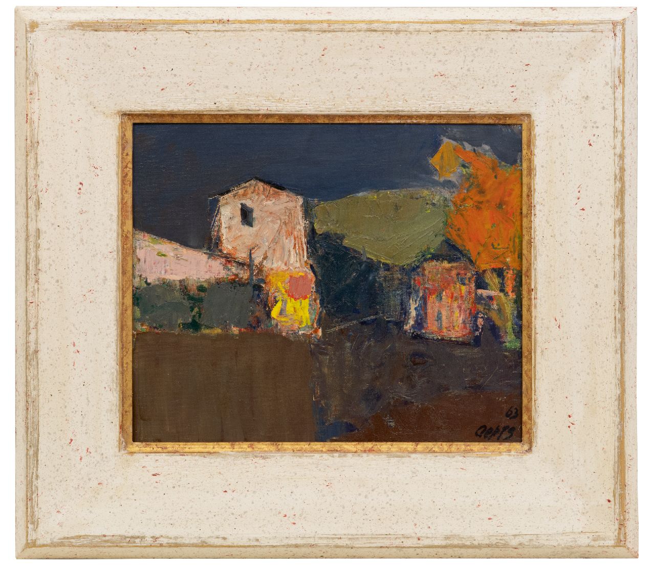 Oepts W.A.  | Willem Anthonie 'Wim' Oepts | Schilderijen te koop aangeboden | Boerderij, olieverf op doek 24,8 x 29,2 cm, gesigneerd rechtsonder en gedateerd '63