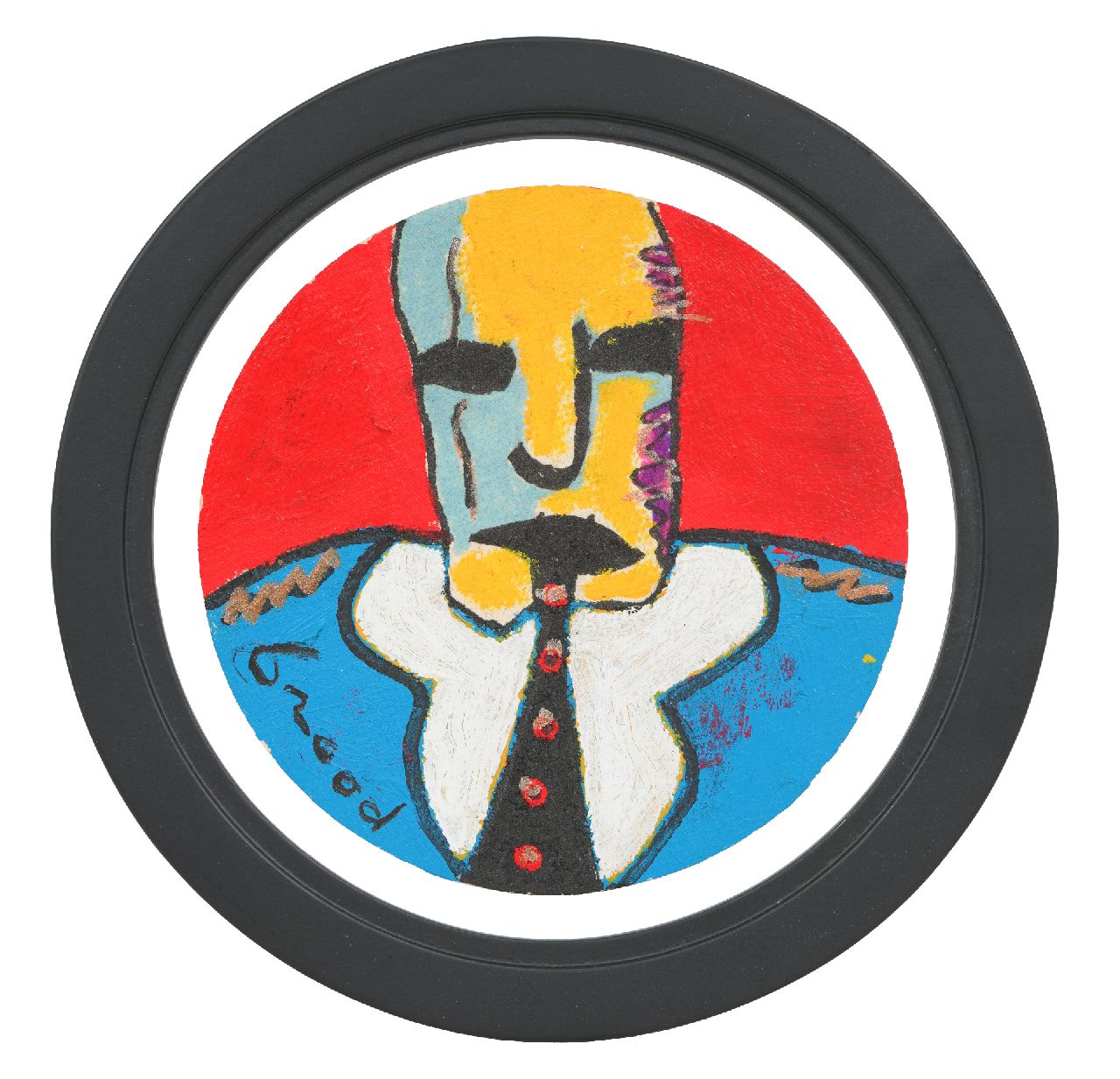 Brood H. | Herman Brood | te koop aangeboden | Mannenkop (bierviltje), gesigneerd linksonder Brood H. | Herman Brood | te koop aangeboden | Mannenkop (bierviltje), gesigneerd linksonder