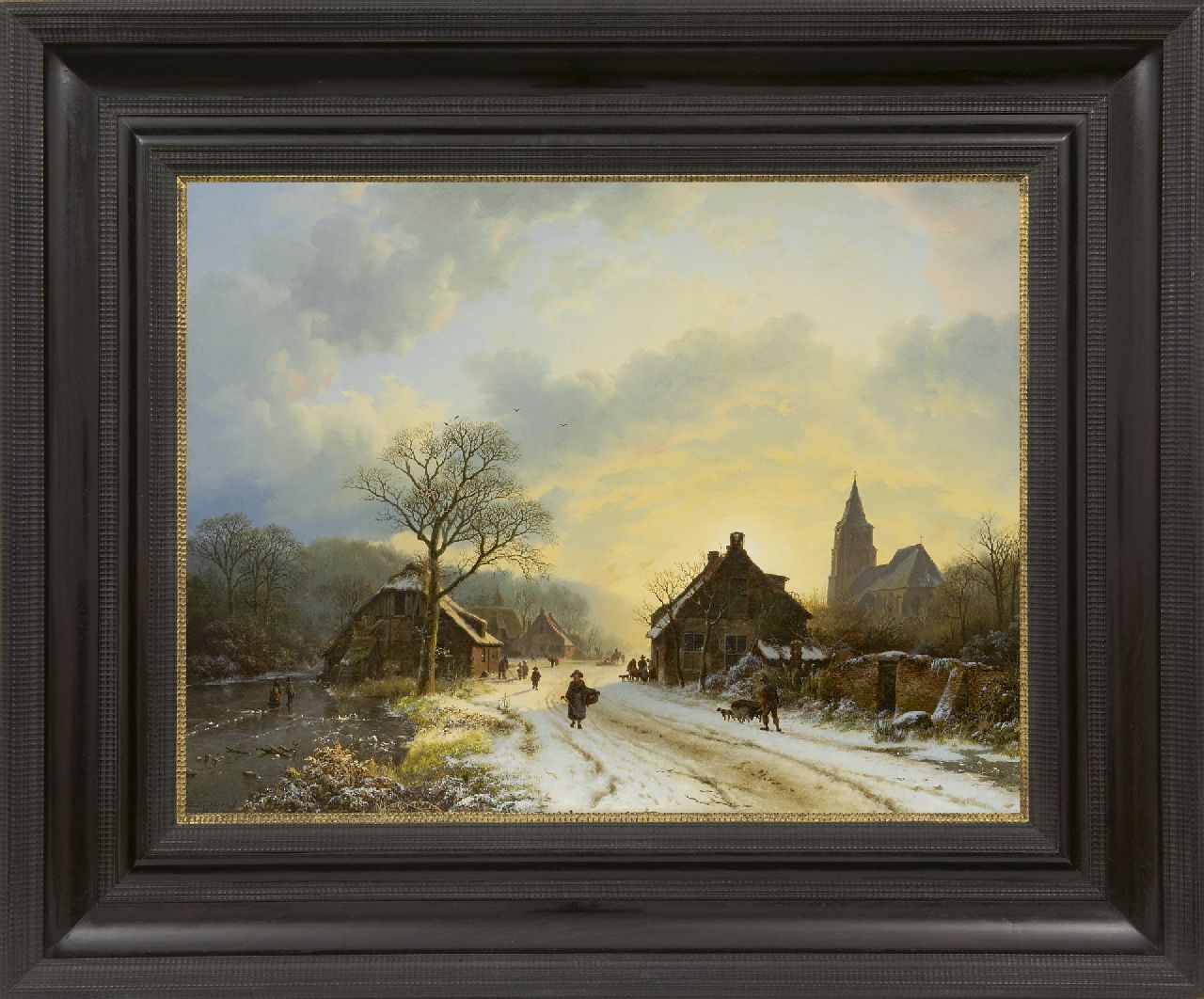Koekkoek B.C. | Barend Cornelis Koekkoek | Schilderijen te koop aangeboden | Nederrijns winterlandschap met kerkje, geïnspireerd op de dorpskerk te Aerdt, olieverf op doek 39,7 x 52,4 cm, gesigneerd linksonder en gedateerd 1837 Koekkoek B.C. | Barend Cornelis Koekkoek | Schilderijen te koop aangeboden | Nederrijns winterlandschap met kerkje, geïnspireerd op de dorpskerk te Aerdt, olieverf op doek 39,7 x 52,4 cm, gesigneerd linksonder en gedateerd 1837