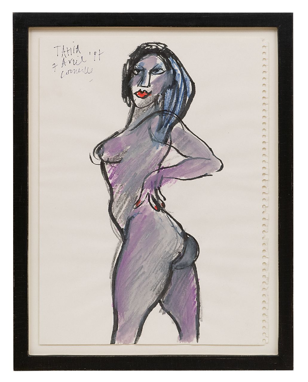 Corneille ('Corneille' Guillaume Beverloo)   | Corneille ('Corneille' Guillaume Beverloo) |  te koop aangeboden | Tahia, potlood, inkt, krijt en aquarel op papier 30,5 x 22,7 cm, gesigneerd linksboven en gedateerd 7 'Avril' '97