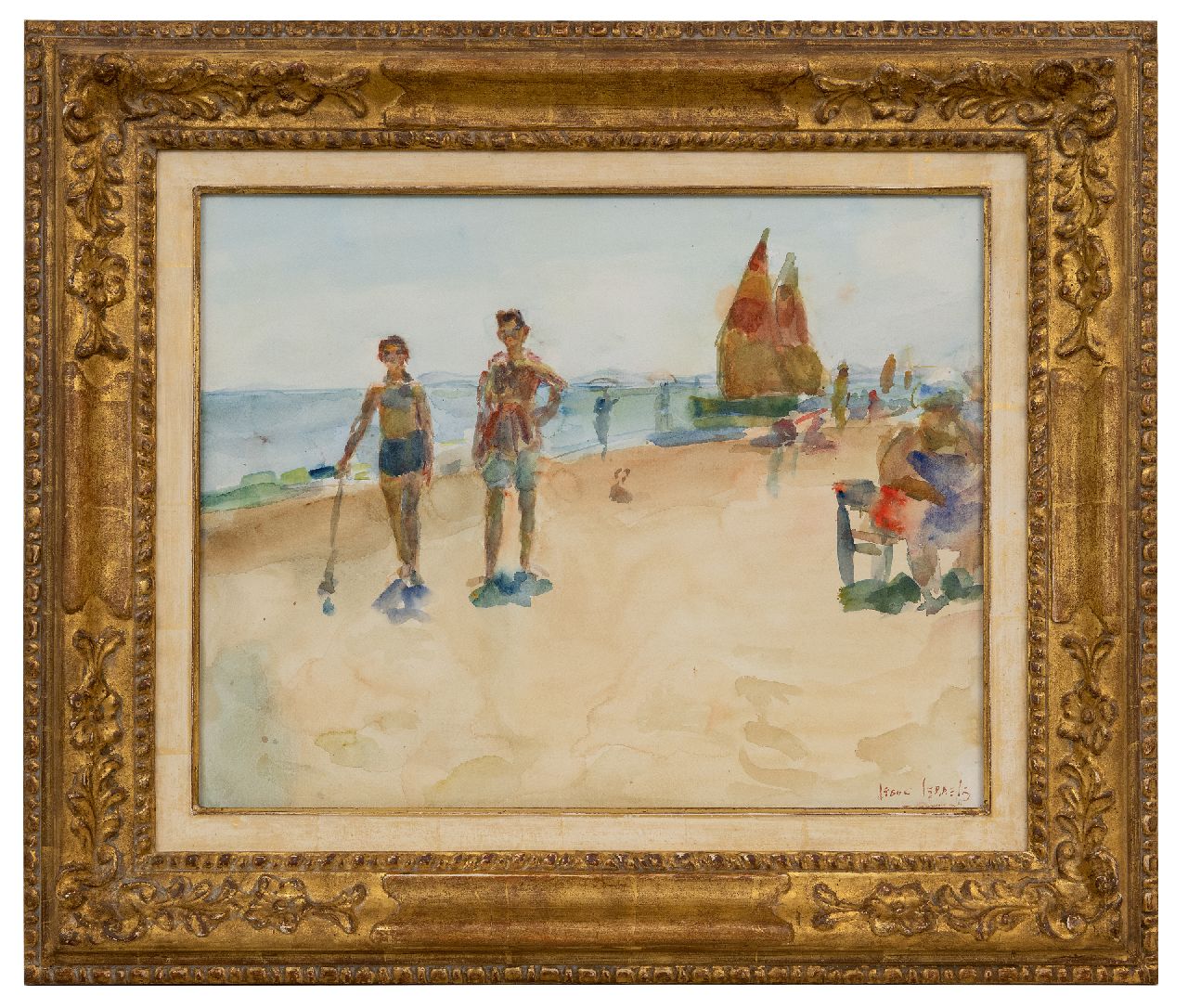 Israels I.L.  | 'Isaac' Lazarus Israels, Strandgezicht, Italië, aquarel op papier 38,5 x 48,9 cm, gesigneerd rechtsonder