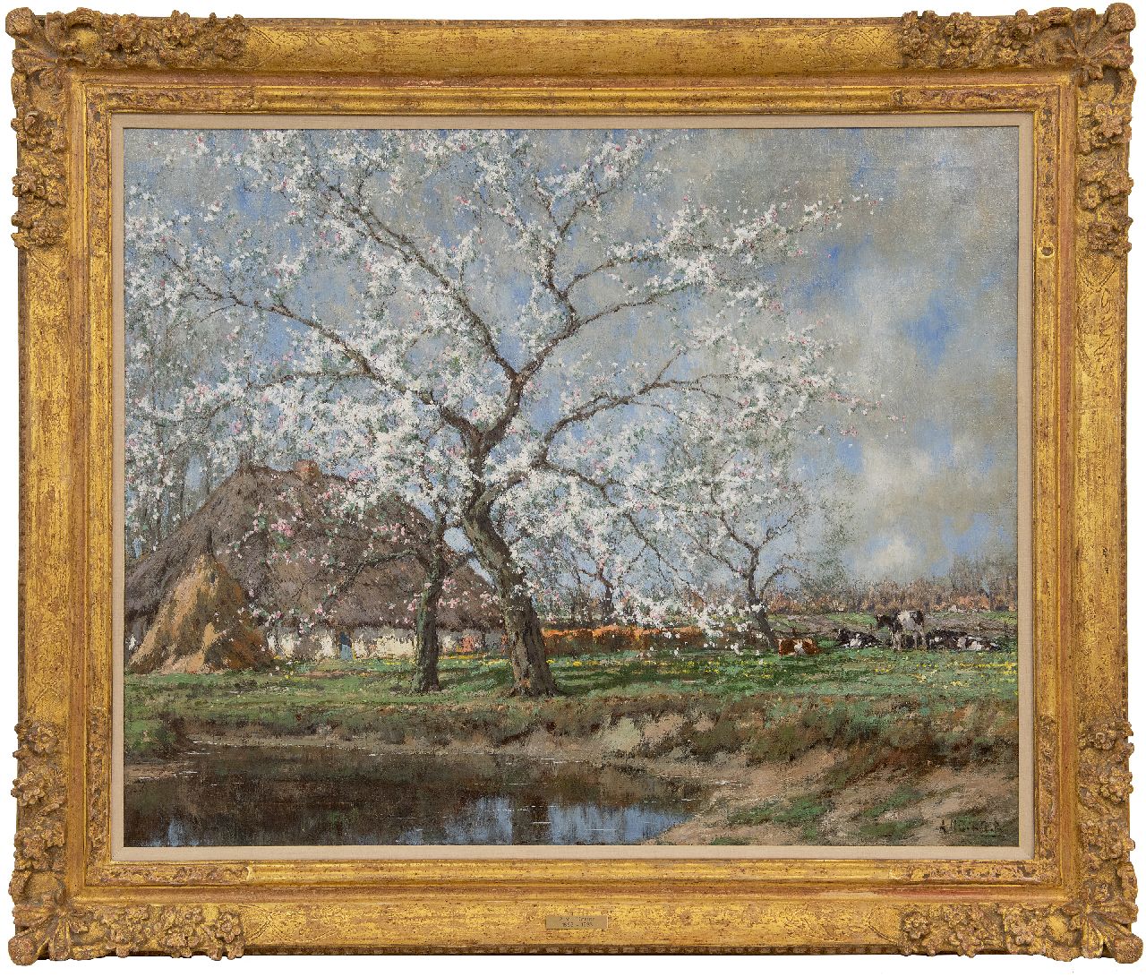 Gorter A.M.  | 'Arnold' Marc Gorter, Appelbloesem bij boerderij, olieverf op doek 75,6 x 96,3 cm, gesigneerd rechtsonder