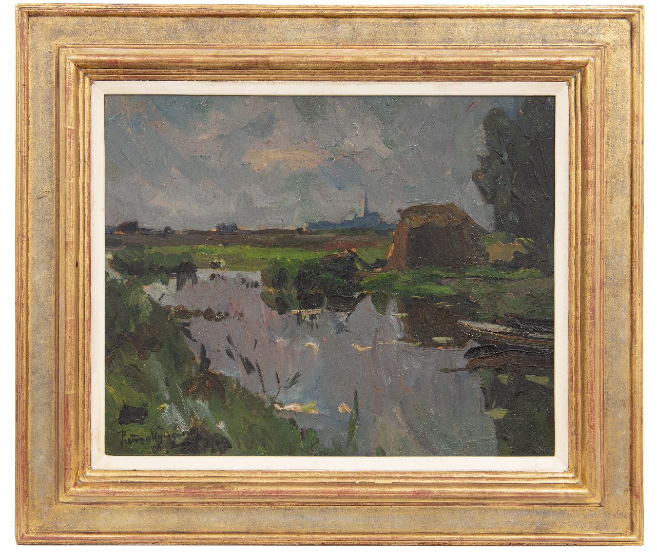 Wijngaerdt P.T. van | Petrus Theodorus 'Piet' van Wijngaerdt | Schilderijen te koop aangeboden | Polderlandschap, olieverf op board 37,7 x 46,8 cm, gesigneerd linksonder en gedateerd 1904 Wijngaerdt P.T. van | Petrus Theodorus 'Piet' van Wijngaerdt | Schilderijen te koop aangeboden | Polderlandschap, olieverf op board 37,7 x 46,8 cm, gesigneerd linksonder en gedateerd 1904