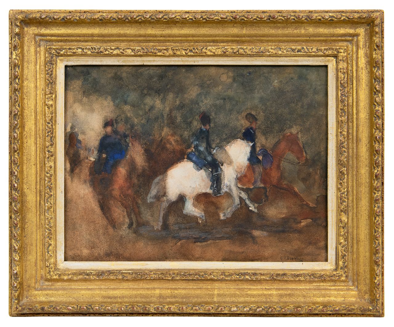 Breitner G.H.  | George Hendrik Breitner, Cavalerie, aquarel op papier 25,8 x 33,8 cm, gesigneerd rechtsonder en te dateren ca. 1905