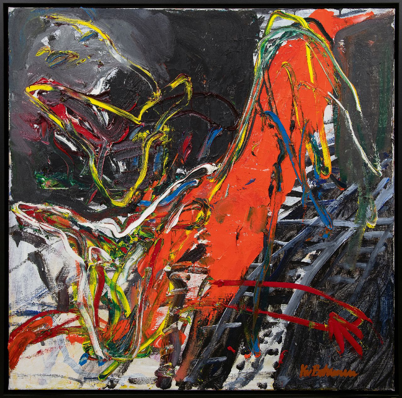 Bohemen C.B. van | Cornelis Bernardus 'Kees' van Bohemen | Schilderijen te koop aangeboden | Zonder titel, olieverf op doek 100,0 x 100,0 cm, gesigneerd rechtsonder
