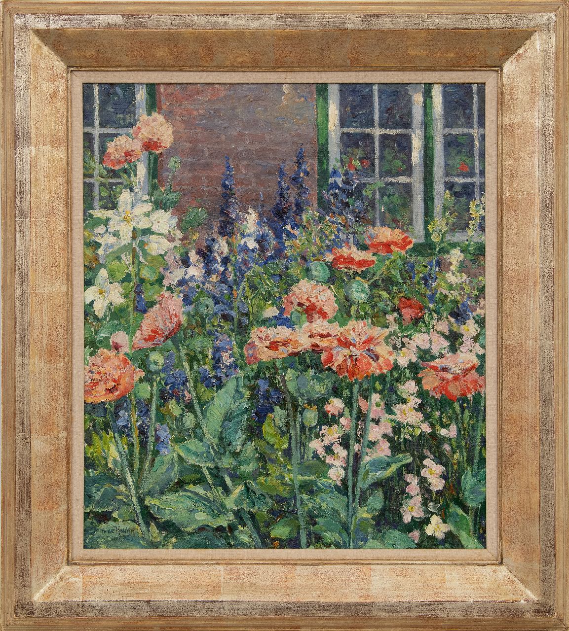 Kuchel M. | Max Kuchel | Schilderijen te koop aangeboden | Tulpen en ridderspoor in de tuin, olieverf op doek 49,7 x 42,2 cm, gesigneerd linksonder en te dateren ca. 1910 Kuchel M. | Max Kuchel | Schilderijen te koop aangeboden | Tulpen en ridderspoor in de tuin, olieverf op doek 49,7 x 42,2 cm, gesigneerd linksonder en te dateren ca. 1910