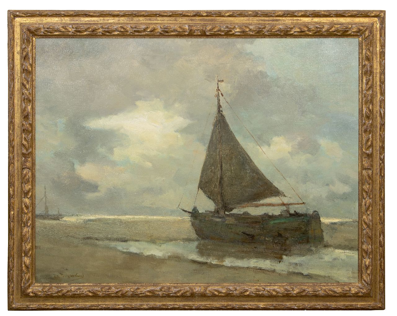 Weissenbruch H.J. | Hendrik Johannes 'J.H.' Weissenbruch | Schilderijen te koop aangeboden | Drooggevallen schip op het strand van Zeeland*, olieverf op doek 102,3 x 135,8 cm, gesigneerd linksonder en gedateerd 1901 Weissenbruch H.J. | Hendrik Johannes 'J.H.' Weissenbruch | Schilderijen te koop aangeboden | Drooggevallen schip op het strand van Zeeland*, olieverf op doek 102,3 x 135,8 cm, gesigneerd linksonder en gedateerd 1901