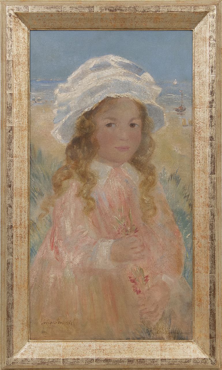 Maris S.W.  | Simon Willem Maris | Schilderijen te koop aangeboden | Meisje in de duinen, olieverf op doek 73,3 x 39,3 cm, gesigneerd linksonder