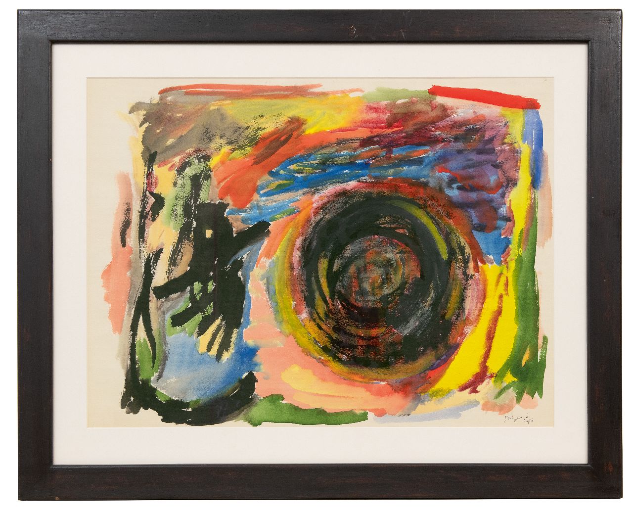 Mesengier P. | Mesengier | Aquarellen en tekeningen te koop aangeboden | Compositie, gouache op papier 53,0 x 70,0 cm, gesigneerd rechtsonder en gedateerd 1956 Mesengier P. | Mesengier | Aquarellen en tekeningen te koop aangeboden | Compositie, gouache op papier 53,0 x 70,0 cm, gesigneerd rechtsonder en gedateerd 1956