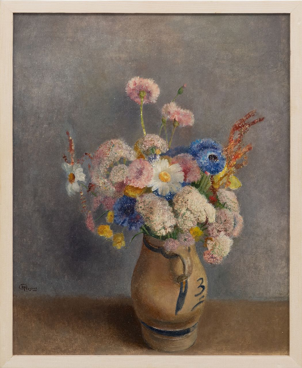 Grégoire J.H. | Johannes Hubertus 'Jan' Grégoire | Schilderijen te koop aangeboden | Bloemen in stenen kruik, olieverf op masoniet 50,0 x 40,0 cm, gesigneerd linksonder en zonder lijst Grégoire J.H. | Johannes Hubertus 'Jan' Grégoire | Schilderijen te koop aangeboden | Bloemen in stenen kruik, olieverf op masoniet 50,0 x 40,0 cm, gesigneerd linksonder en zonder lijst