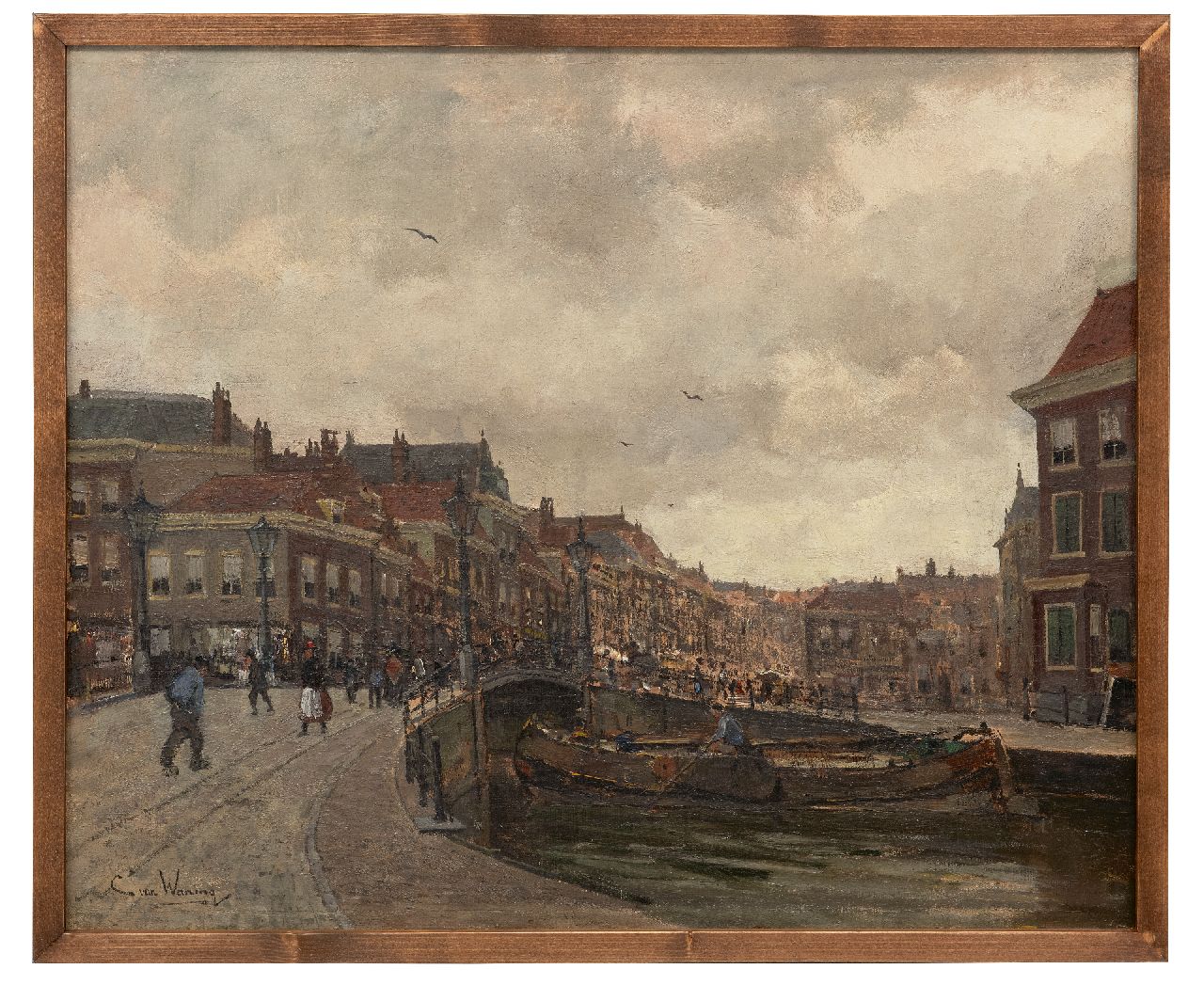 Waning C.A. van | Cornelis Anthonij 'Kees' van Waning | Schilderijen te koop aangeboden | Gezicht op de Wagenbrug en de Wagenstraat, Den Haag, olieverf op doek 51,2 x 61,3 cm, gesigneerd linksonder