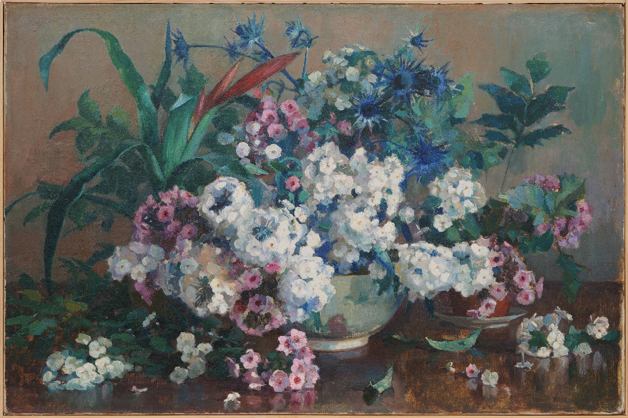 Vreedenburgh H.  | Hermanus 'Herman' Vreedenburgh | Schilderijen te koop aangeboden | Zomerbloemen, olieverf op doek 63,6 x 95,7 cm, gesigneerd rechtsonder en gedat, 1915 gereserveerd tgv Toon Hermanshuis Tiel