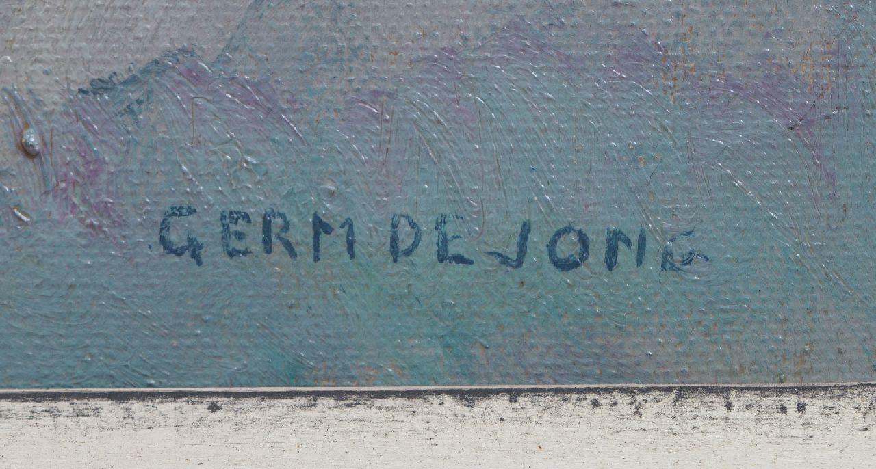 Germ de Jong signaturen Bloemstilleven met zinnia's en lelies