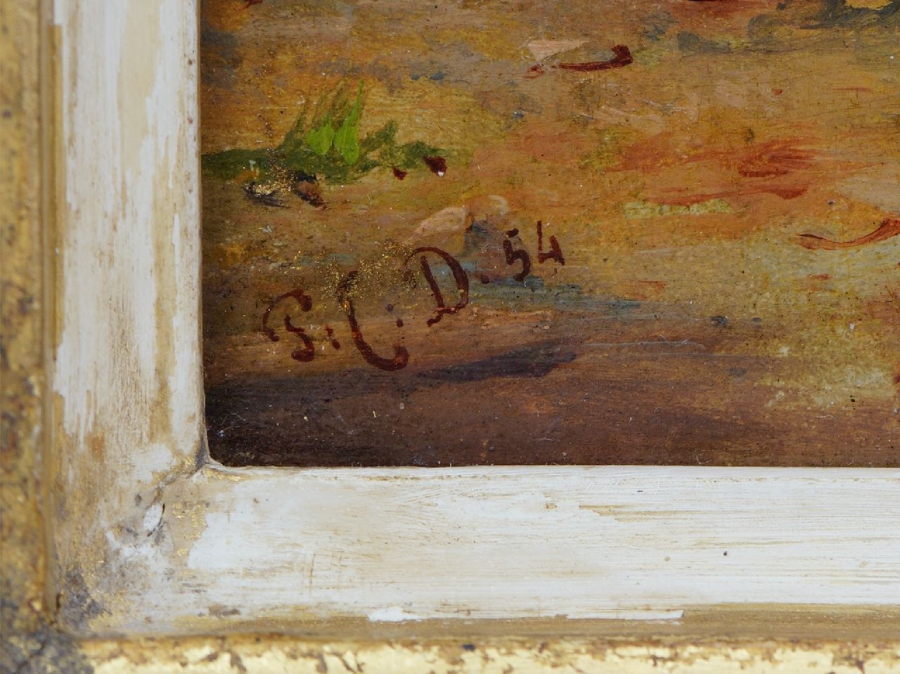 Pieter Cornelis  Dommershuijzen signaturen Rivierlandschap met zeilschepen bij opkomende zon