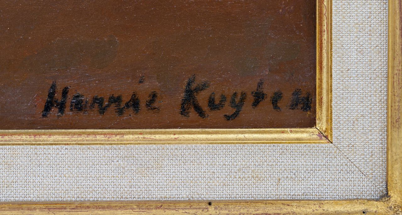 Harrie Kuijten signaturen Tinnen vaas met zomerbloemen