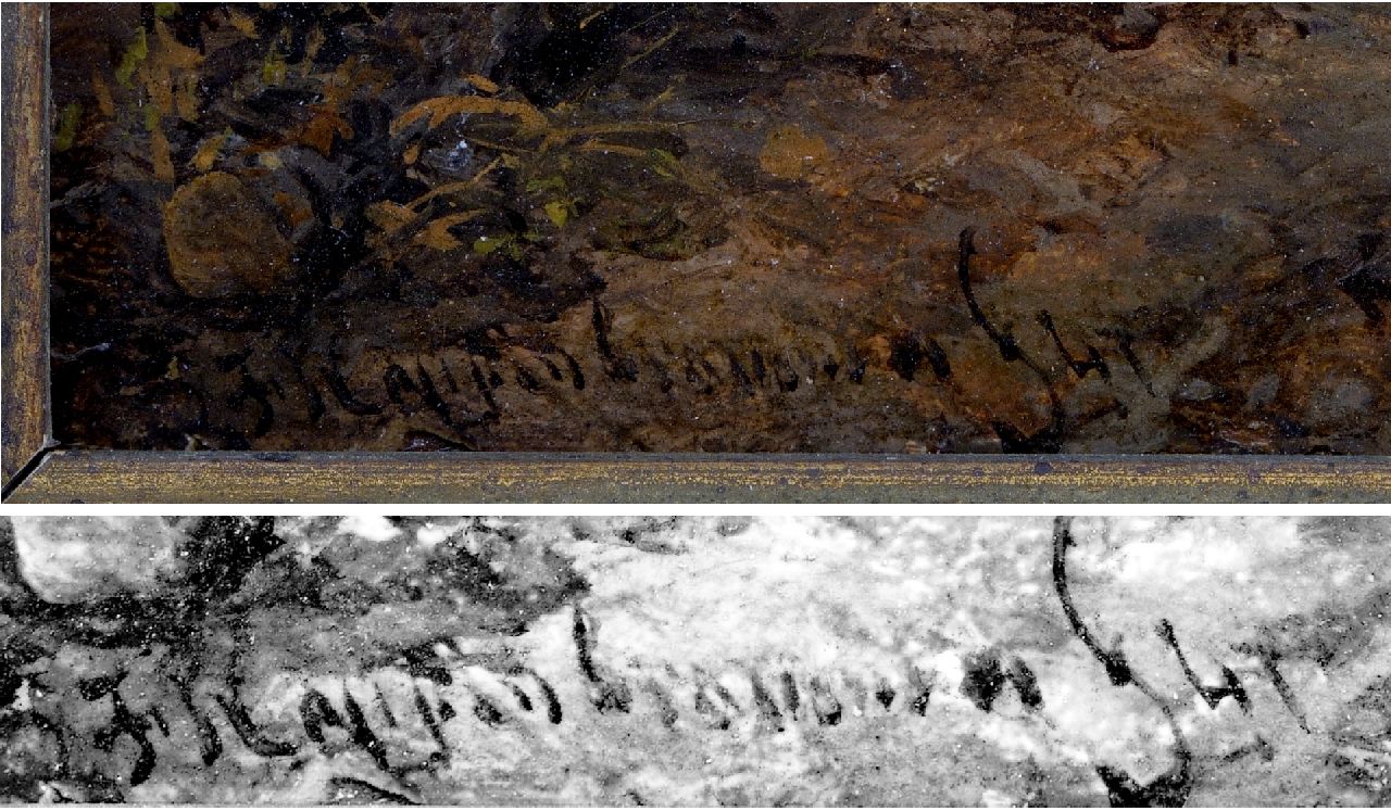 John Franciscus Hoppenbrouwers signaturen Riviervallei bij zonsondergang