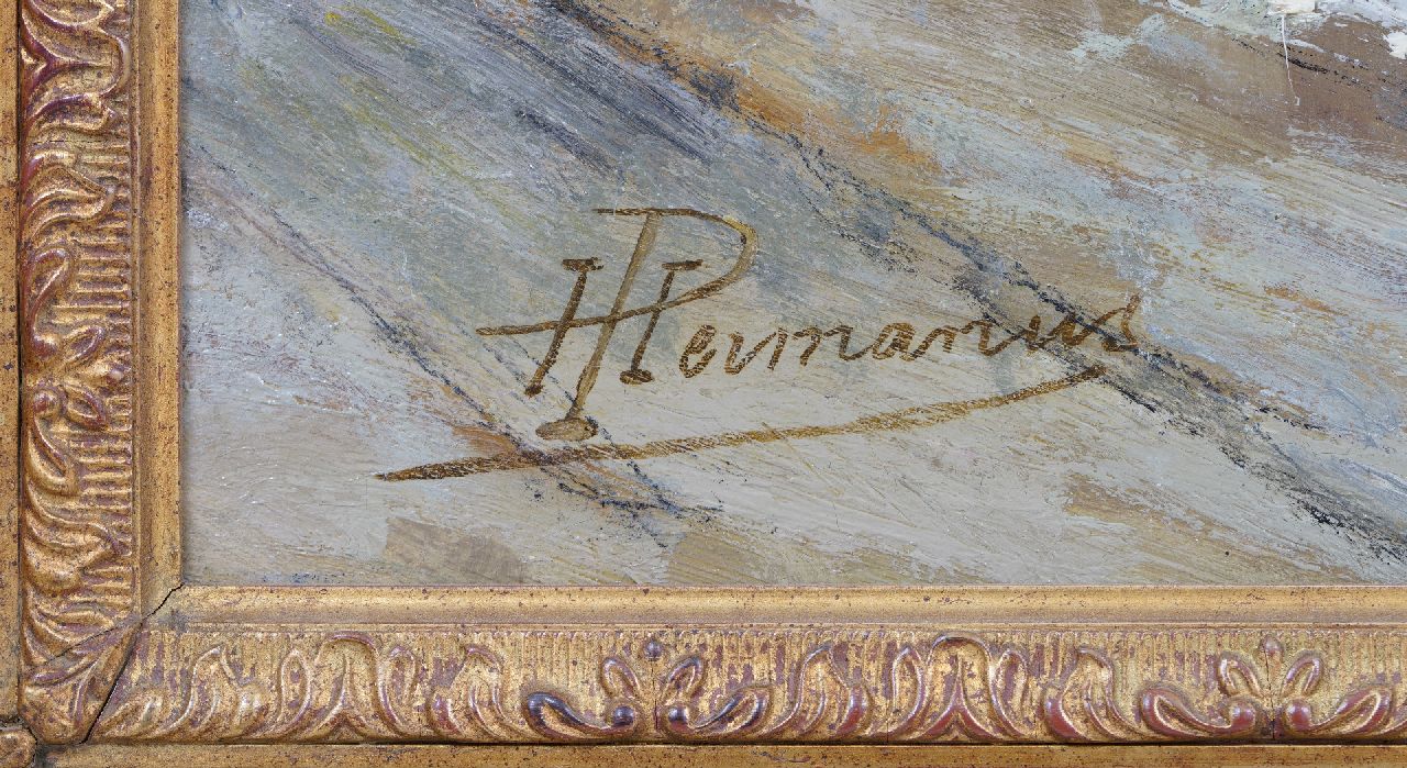 Paul Hermanus signaturen Figuren op een pier bij een vuurtoren in woelige branding