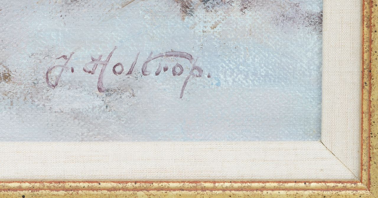 Jan Holtrup signaturen Boerderij aan winterse bosrand in de Achterhoek