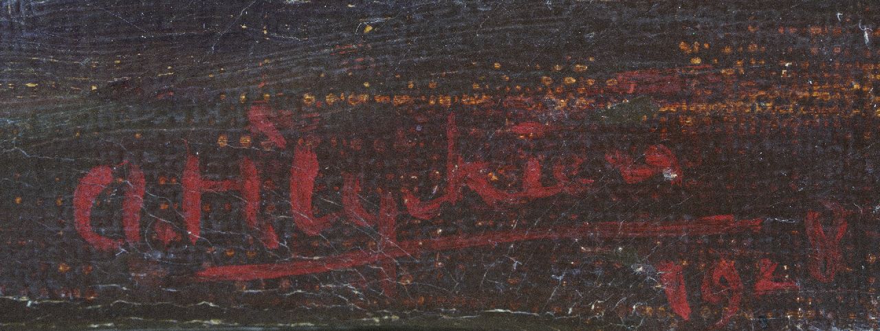 Hollandse Schook, begin 20e eeuw signaturen Stilleven met bolchrysanten   i.o.