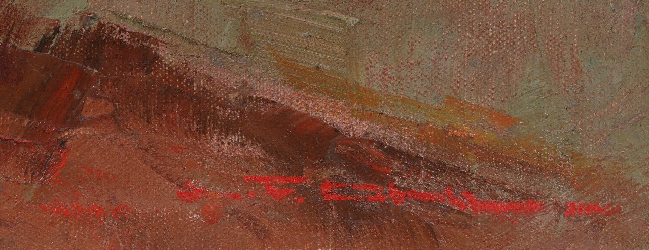 Frits Ohl signaturen Indonesisch landschap met bloeiende Flamboyant