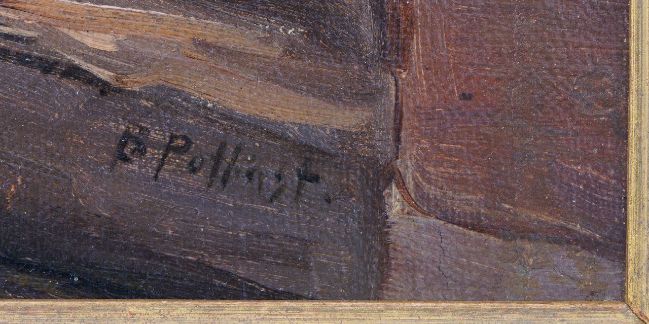 Bernard Pothast signaturen Bedrijvig havengezicht met afgemeerde platbodems