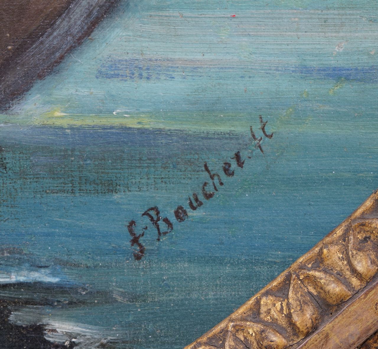 Franse School signaturen Gondelvaart in de lagune van Venetië