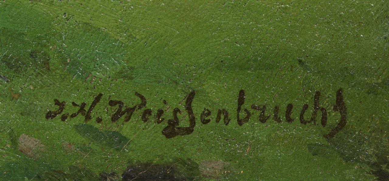 Jan Hendrik Weissenbruch signaturen Grazende koeien bij een hooiberg