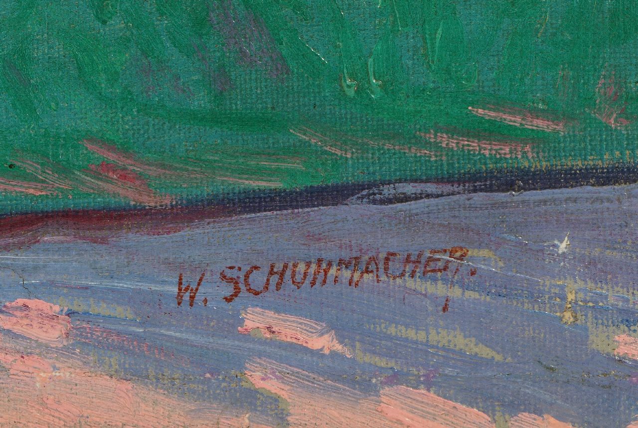 Wim Schuhmacher signaturen Parklandschap met vijver