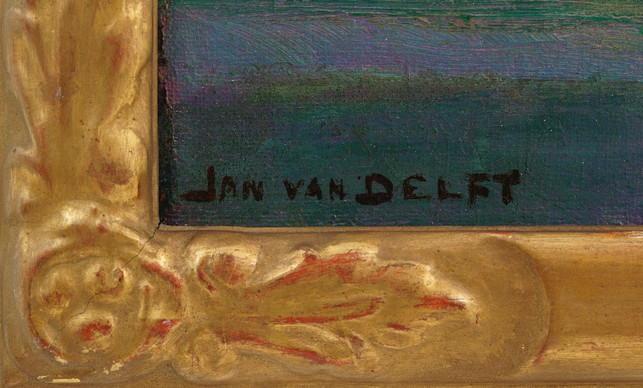 Jan van Delft signaturen Stilleven met zonnebloemen