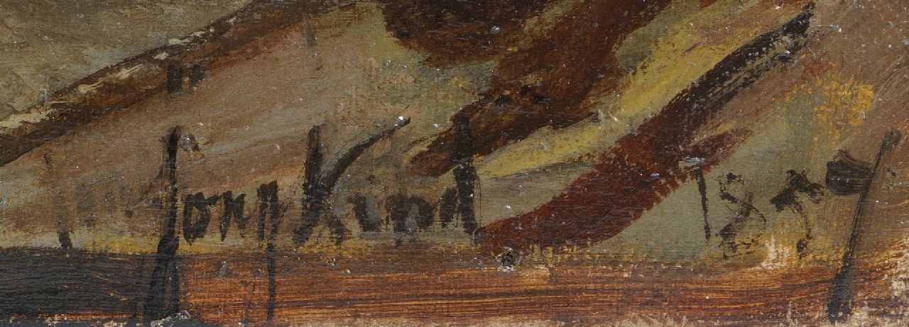 Johan Barthold Jongkind signaturen Afgemeerde schepen in de haven van Rotterdam