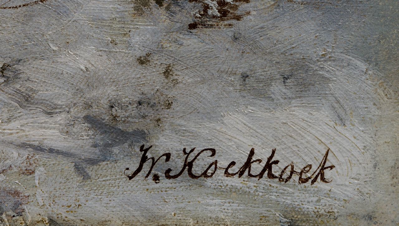 Willem Koekkoek signaturen Hollands stadsgezicht in de winter