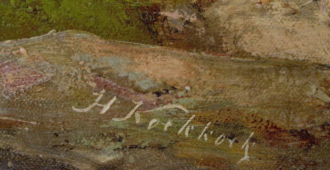 Hermanus Koekkoek signaturen Strandgezicht met vissers en schepen langs een rotskust