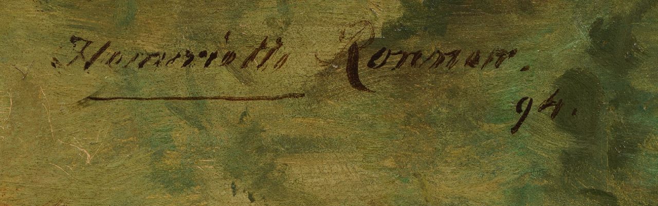 Henriette Ronner signaturen Drie jonge poesjes spelend met een brievenkistje