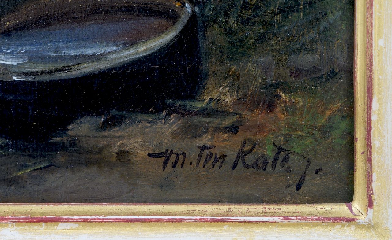 Mari ten Kate signaturen Hen met kuikens in een korf