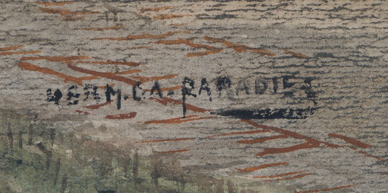 Herman Cornelis Adolf Paradies signaturen Gezicht op het Schie te Schiedam