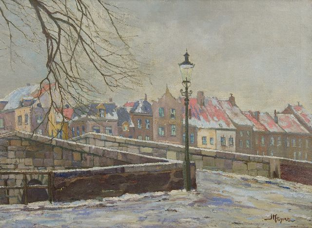 Jan Kruysen | Die Stenen Brug in Roermond im Winter, Öl auf Leinwand, 74,1 x 100,5 cm, Unterzeichnet r.u.