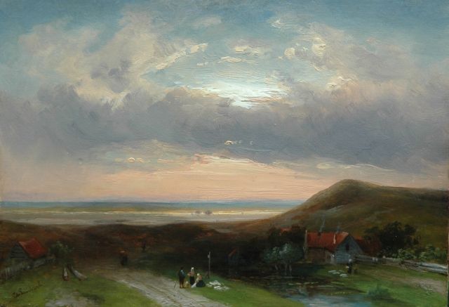 Charles Leickert | A summer evening in the dunes, Öl auf Holz, 23,7 x 33,0 cm, signed l.l.