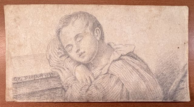 Meijer G. de | Schlafendes Kind, Bleistift auf Papier 7,3 x 14,0 cm, Unterzeichnet l.u. und datiert 1837
