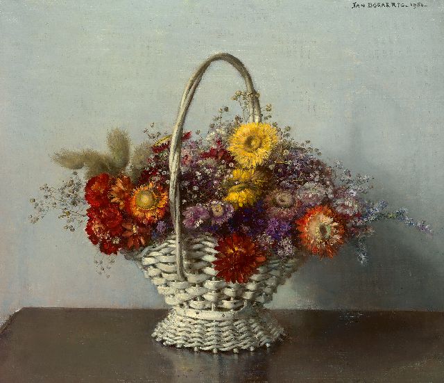 Jan Bogaerts | Stilleben mit Trockenblumen, Öl auf Leinwand, 35,0 x 40,0 cm, Unterzeichnet r.u. und datiert 1950