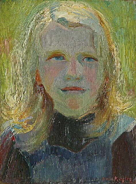 Harrie Kuijten | Meisjesportret, olieverf op doek op board, 36,2 x 27,3 cm, gesigneerd r.o. en verso en te dateren 1915