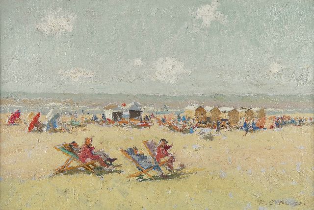 Frans Smeers | On the beach, Öl auf Leinwand, 40,2 x 60,2 cm, signed l.r.