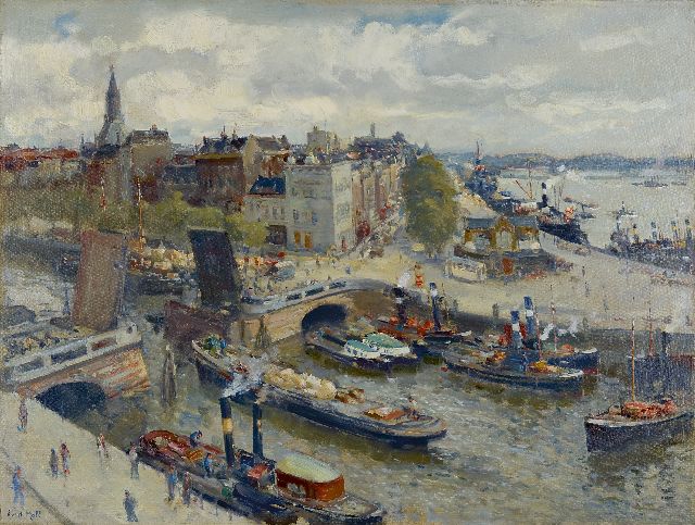 Moll E.  | A view of de Boompjes, Rotterdam, Öl auf Leinwand 61,0 x 80,7 cm, signed l.l.