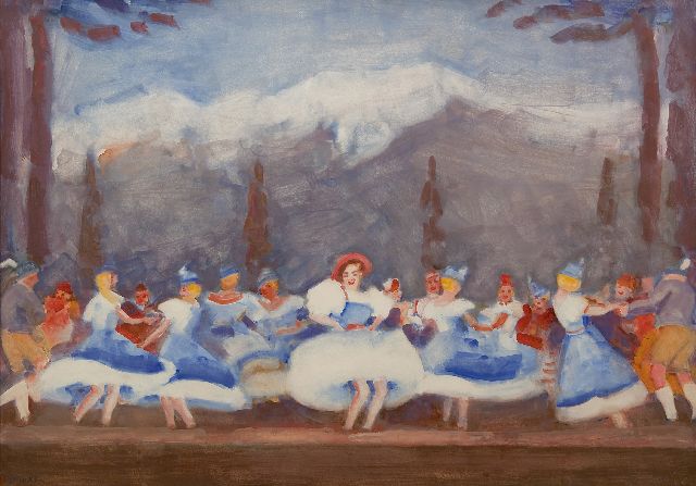Kees Maks | Tiroler Ballett in der Bouwmeester Revue, Gouache auf Papier, 48,0 x 68,0 cm, Unterzeichnet l.u. und zu datieren um 1938