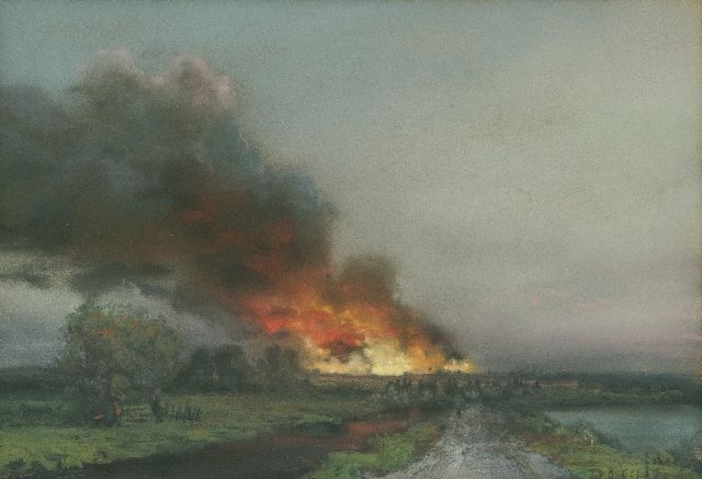 Piet Schipperus | Feuer am Horizont, Gouache auf Papier, 24,0 x 30,0 cm, Unterzeichnet r.u.