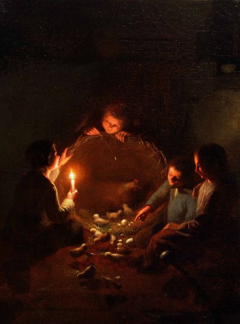 Johannes Rosierse | Ein kleines Wunder bei Kerzenlicht, Öl auf Leinwand, 36,0 x 27,3 cm, Unterzeichnet r.u.