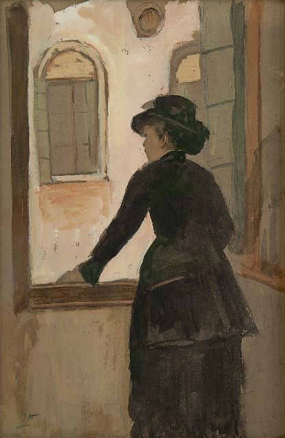 Clémence Pruijs van der Hoeven | In Venetië, potlood en aquarel op papier, 27,5 x 18,0 cm, gesigneerd l.o. met initialen 'CH'