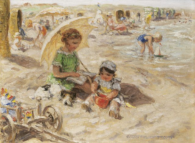 Jan Zoetelief Tromp | Ein Tag am Strand, Öl auf Leinwand, 30,0 x 40,0 cm, Unterzeichnet r.u. und im Verso